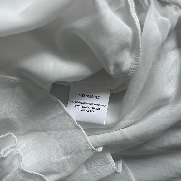 Selfie Leslie MANDALAY HIGH NECK LONG SLEEVE WAISTBAND DRESS WHITE size S - Picture 10 of 16